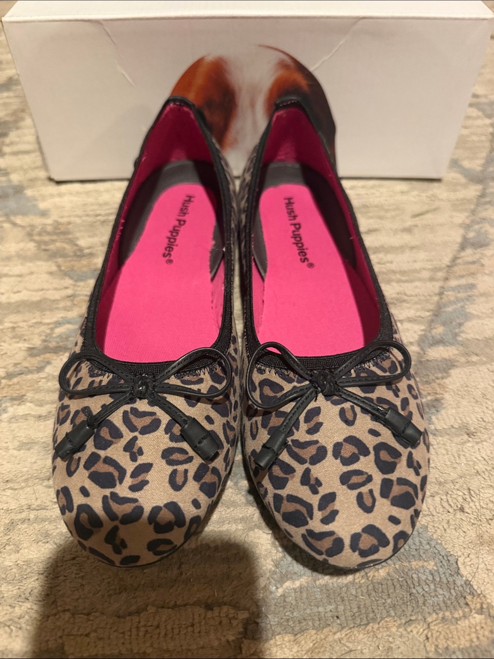 New Hush Puppies Leopard-Print Ballet Flats with Pink Insoles Big Girls Size 4